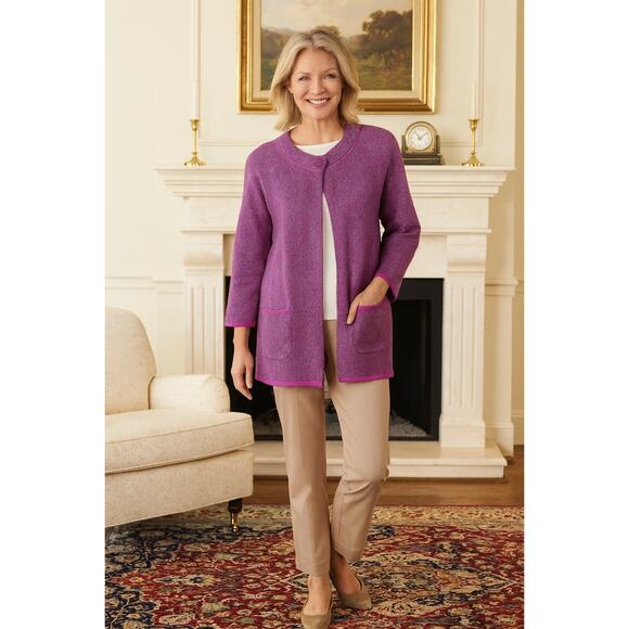 Talbot’s women’s berry purple knit cardigan - Picture 1 of 6